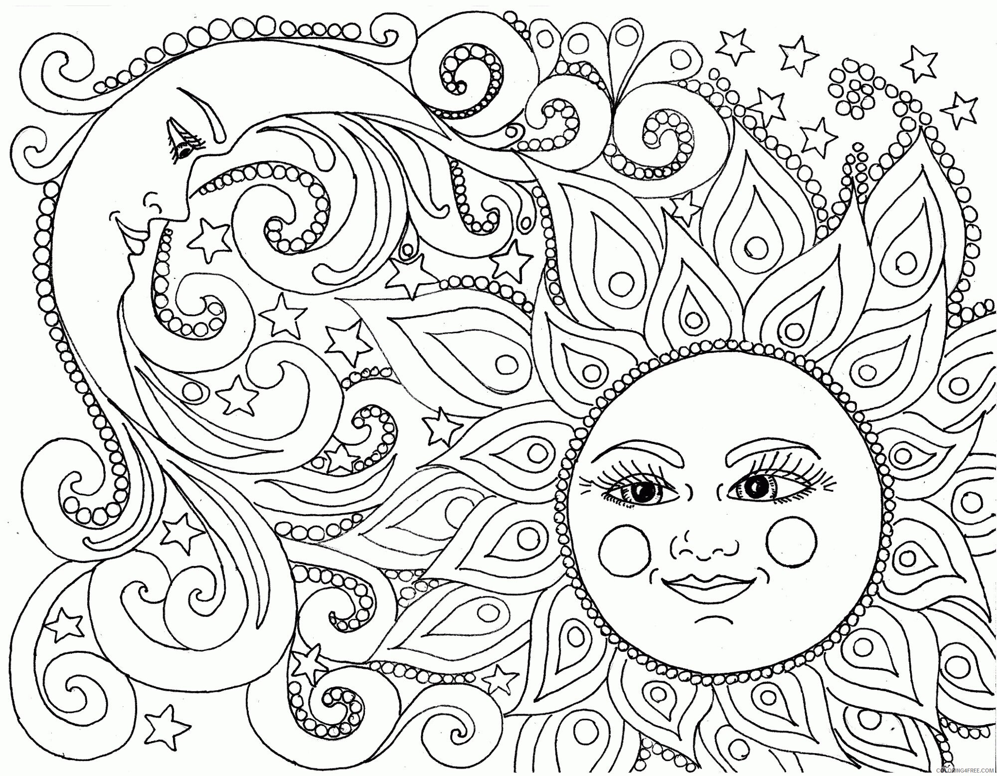 Adult Coloring Pages of The Sun Printable Sheets Sun And Moon Coloring 2021 a 2048 Coloring4free