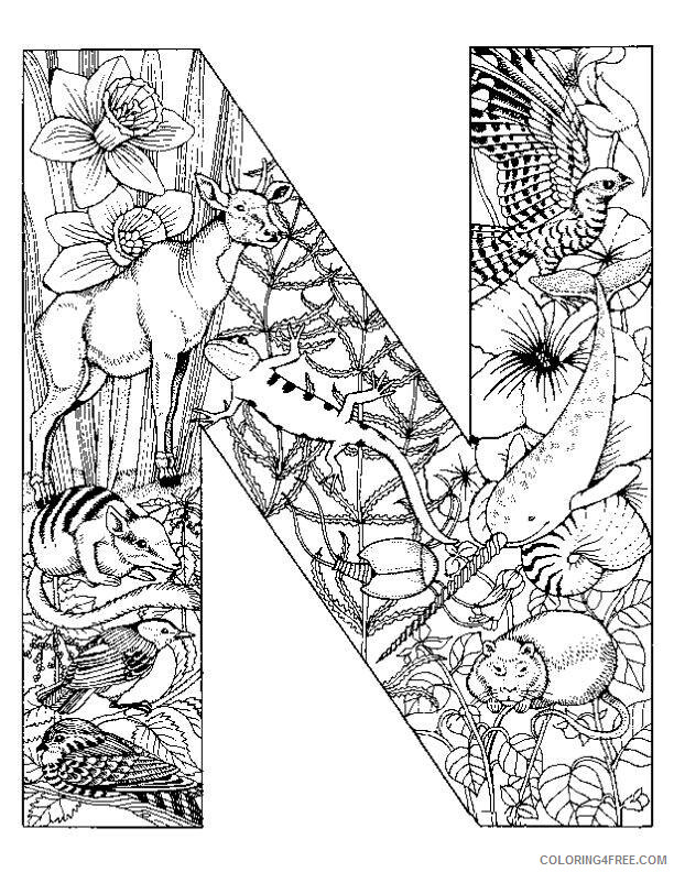 Adult Coloring Printable Sheets animals alphabet picture 2021 a 1789 Coloring4free