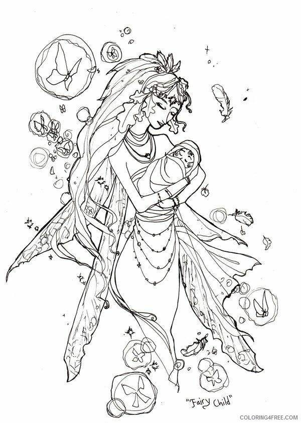 Adult Fairy Coloring Page Printable Sheets Book Sketch Fairy Child by 2021 a 2166 Coloring4free
