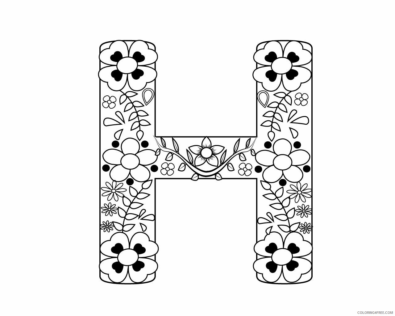 Adult Letter H Coloring Pages Printable Sheets Letter H for 2021 a 2238 Coloring4free