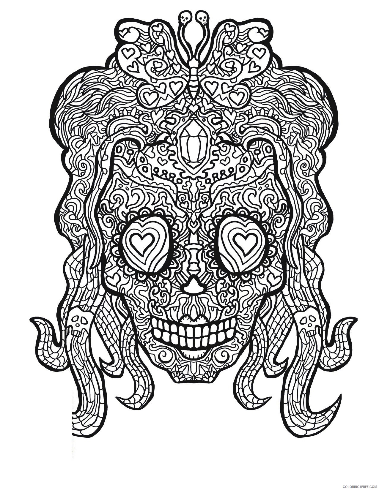 Adult Skull Coloring Pages Printable Sheets Day of the Dead Sugar 2021 a 2300 Coloring4free