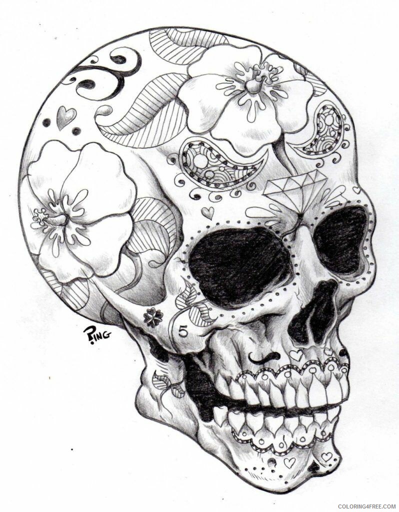 Adult Skull Coloring Pages Printable Sheets Free Pages 2021 a 2298 Coloring4free