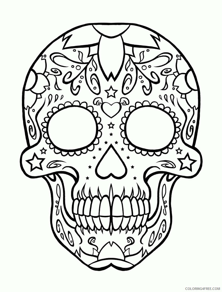 Adult Skull Coloring Pages Printable Sheets Skull For Adults Pages 2021 a 2305 Coloring4free