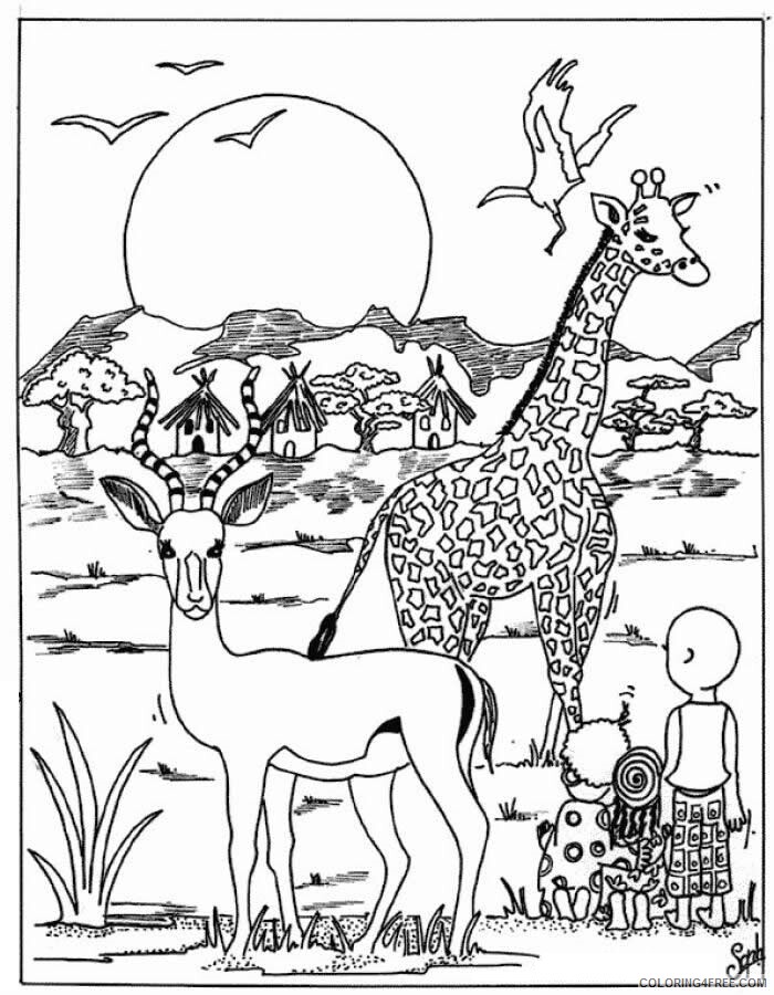 Africa Coloring Sheet Printable Sheets Animals In Africa Pages 2021 a 2737 Coloring4free