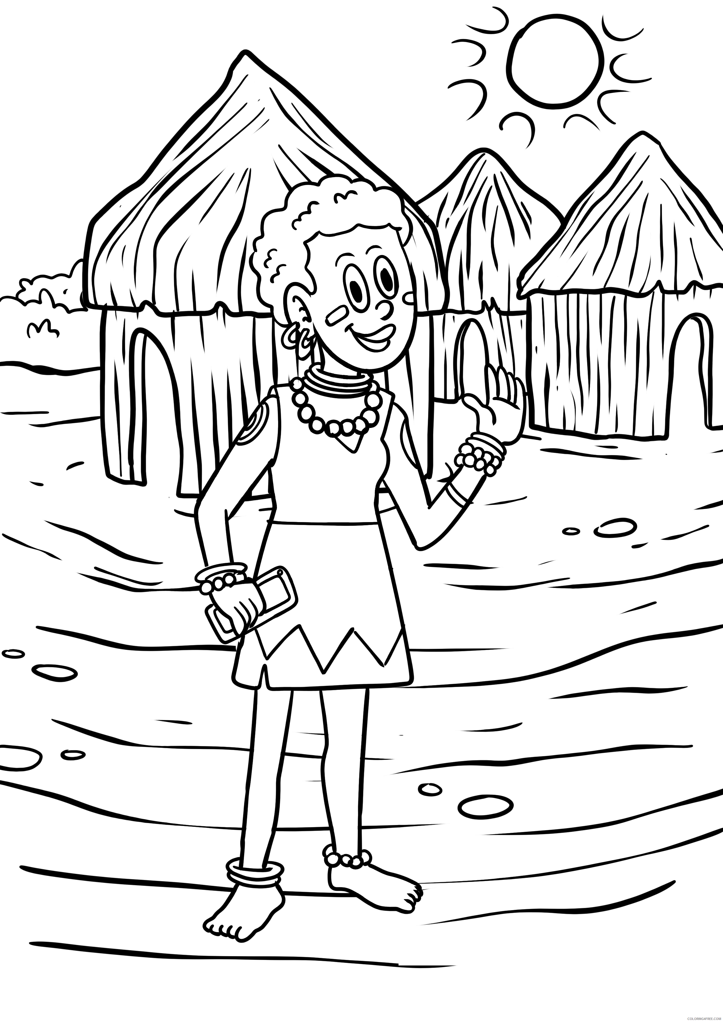 African Hut Coloring Pages Printable Sheets Malvorlage Kind in Afrika Personen 2021 a 2809 Coloring4free