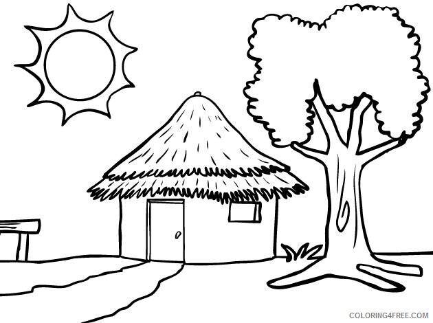 African Hut Coloring Pages Printable Sheets Pin by AKWorld on drawing 2021 a 2811 Coloring4free
