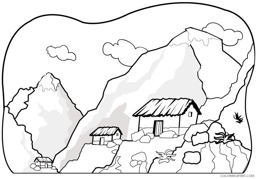 African Hut Coloring Pages Printable Sheets Printable mountain page png 2021 a 2812 Coloring4free