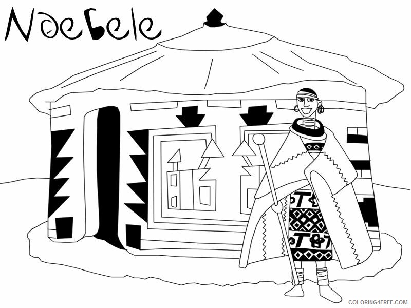 African Hut Coloring Pages Printable Sheets ndebele colouring in Google 2021 a 2810 Coloring4free