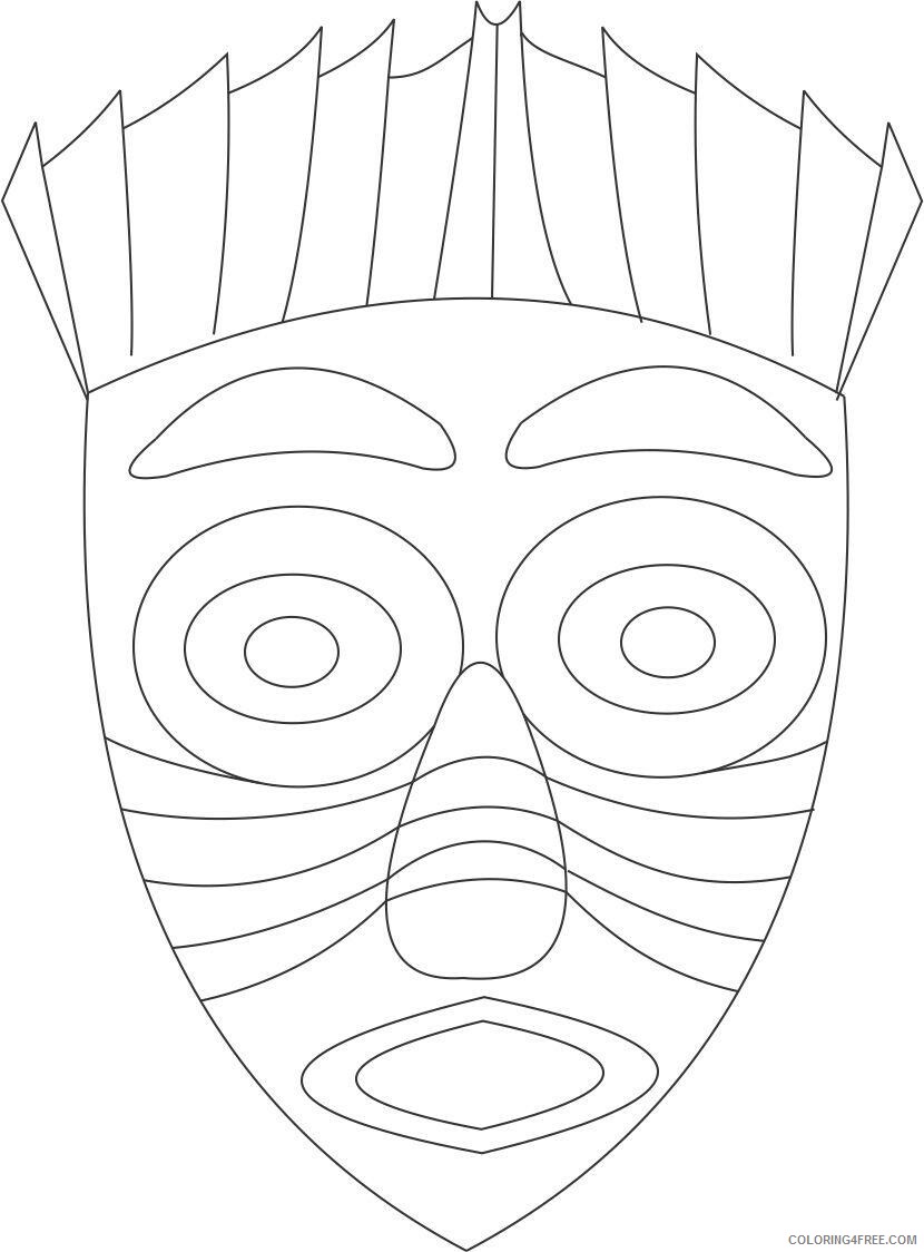 African Mask Coloring Page Printable Sheets African Mask Page 2 2021 a 2817 Coloring4free