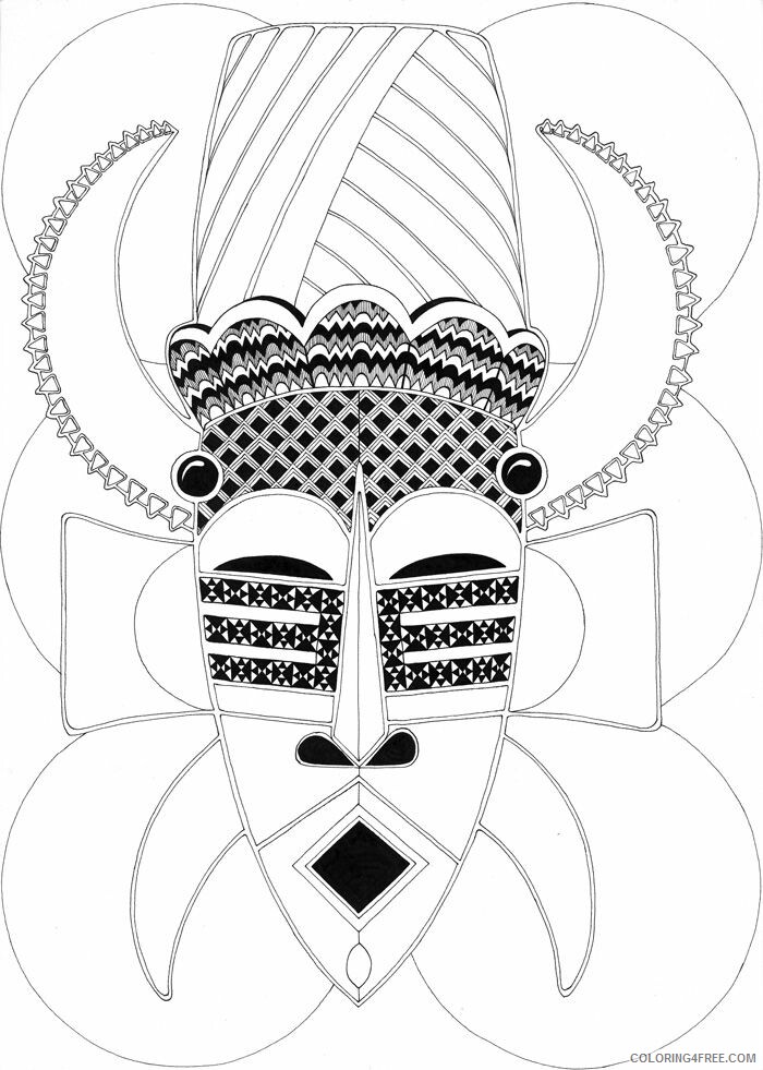African Mask Coloring Page Printable Sheets drawing of africa Colouring Pages 2021 a 2828 Coloring4free