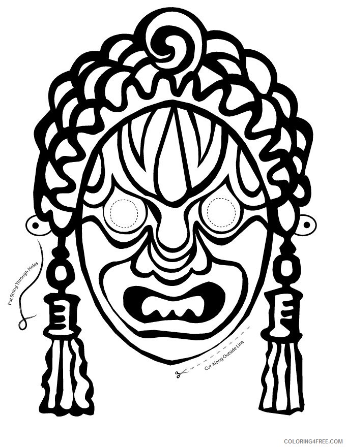 African Mask Coloring Page Printable Sheets masks or fantasy of peru 2021 a 2831 Coloring4free