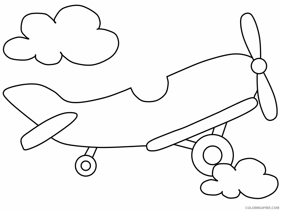 Airplane Color Page Printable Sheets Easy Airplane Transportation Pages 2021 a 2951 Coloring4free