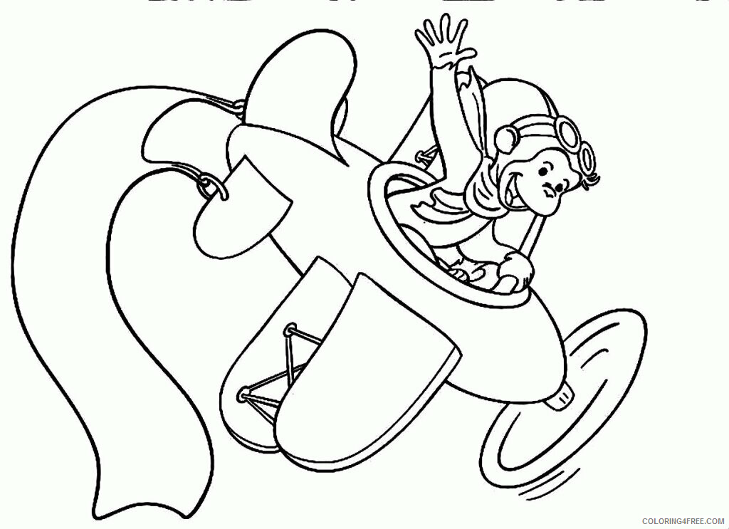 Airplane Coloring Pages For Kids Printable Sheets Curious George Plane 2021 a 3050 Coloring4free