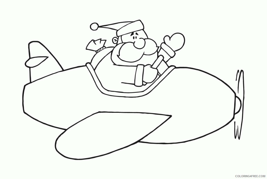 Airplane Online Printable Sheets Online Santa In Airplane Coloring 2021 a 3111 Coloring4free