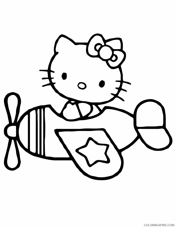Airplane Printable Coloring Pages Printable Sheets Hello Kitty Flying 2021 a Coloring4free