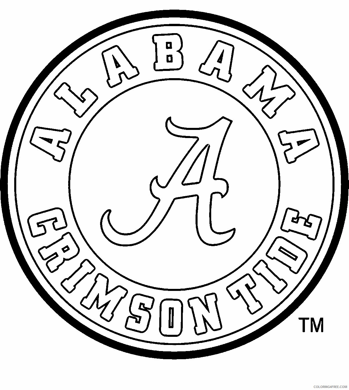 Alabama Football Coloring Pages Printable Sheets Alabama Crimson Tide Page 2021 a 3199 Coloring4free