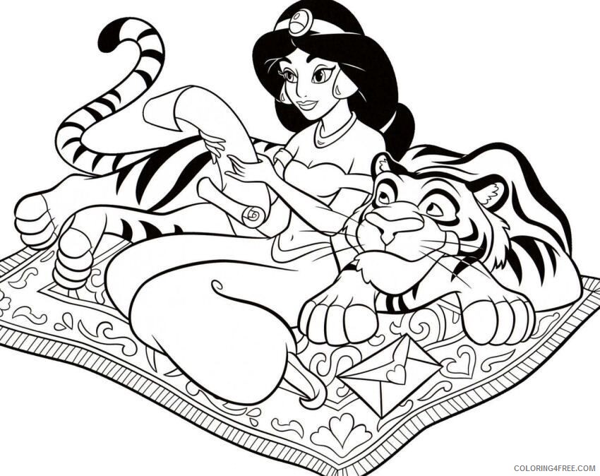 Aladdin Coloring Book Printable Sheets Aladdin and Jasmine pages 2021 a 3282 Coloring4free