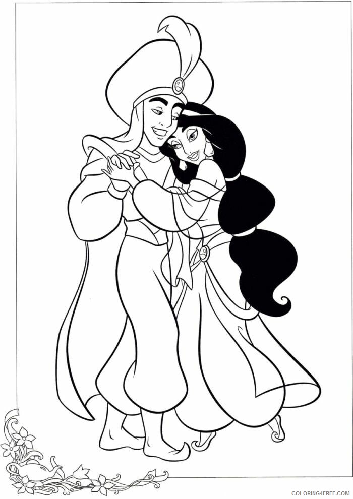 Aladdin Coloring Book Printable Sheets Jasmine And Aladdin Colouring Pages 2021 a 3295 Coloring4free