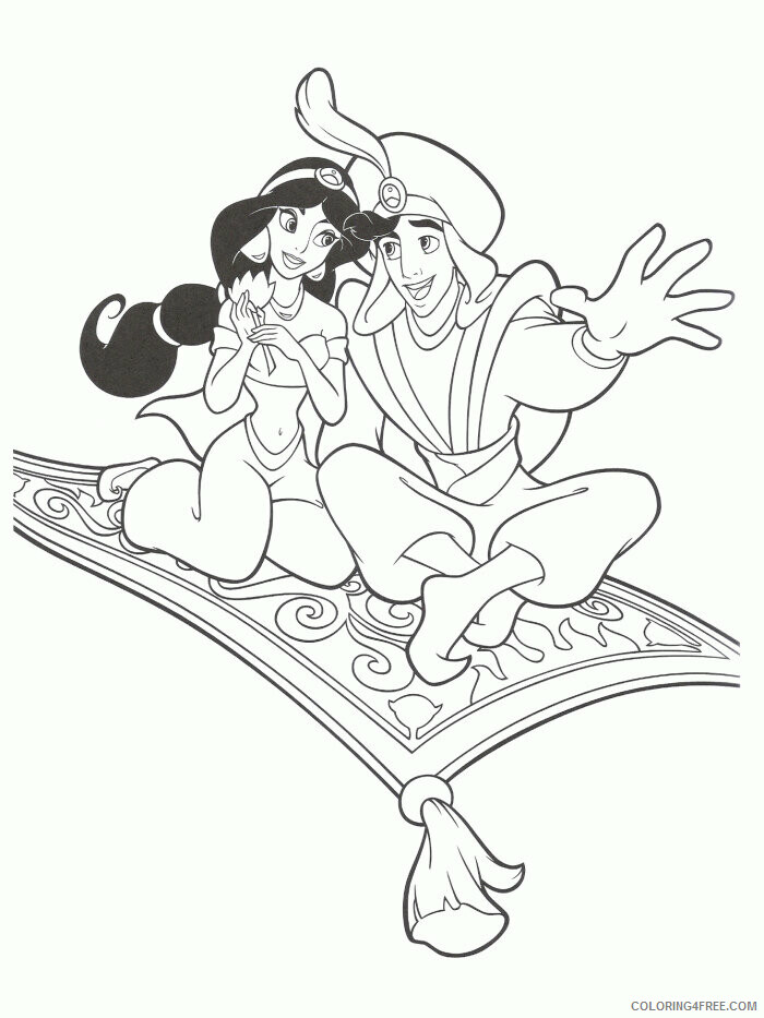 Aladdin Coloring Book Printable Sheets Jasmine And Aladdin Magic Carpet 2021 a 3296 Coloring4free