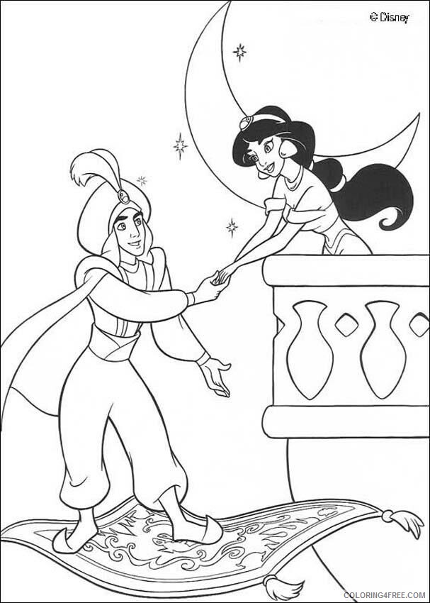 Aladdin Coloring Printable Sheets Aladdin Jasmine and 2021 a 3267 Coloring4free