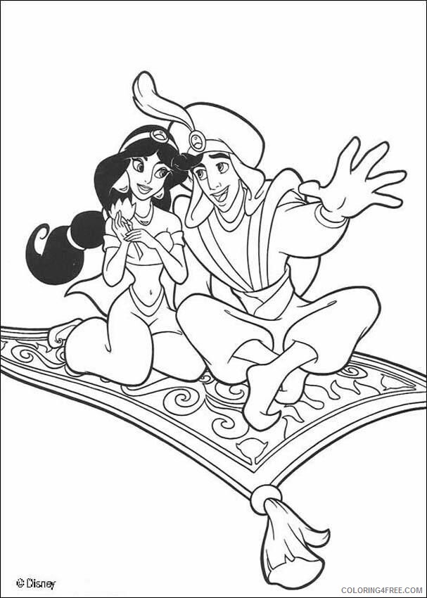 Aladdin Pictures Printable Sheets Aladdin and Jasmine Rose Rug 2021 a 3310 Coloring4free