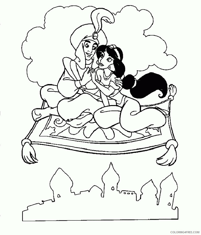 Aladdin Print Printable Sheets Download Aladdin And Jasmine Flying 2021 a 3319 Coloring4free