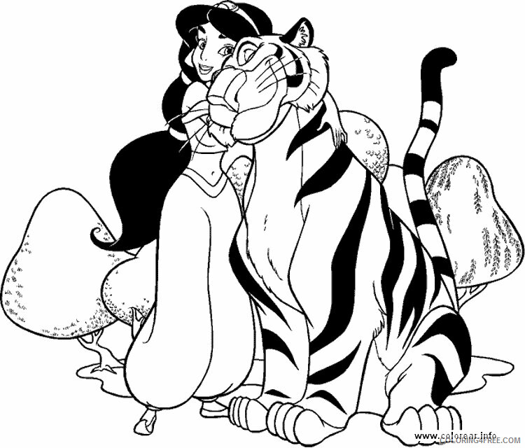 Aladdin Print Printable Sheets Princesa con el tigre en 2021 a 3325 Coloring4free