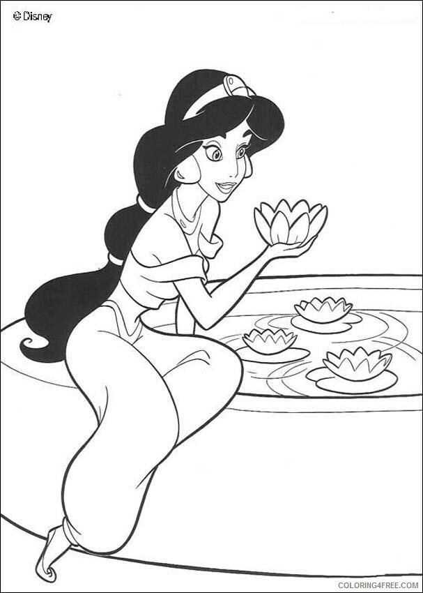 Aladdin and Jasmine Coloring Pages Printable Sheets Aladdin Beautiful Princess 2021 a 3218 Coloring4free