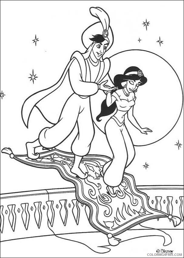 Aladdin and Jasmine Coloring Pages Printable Sheets Aladdin Jasmine Aladdin 2021 a 3221 Coloring4free