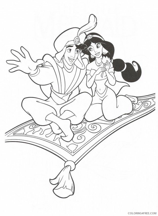 Aladdin and Jasmine Coloring Pages Printable Sheets Aladdin Princess Jasmine 2021 a Coloring4free