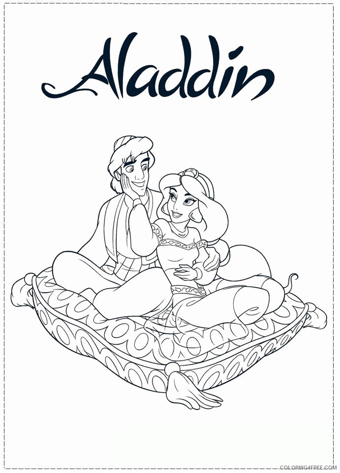 Aladdin and Jasmine Coloring Pages Printable Sheets Aladdin and Jasmine page 2021 a 3210 Coloring4free