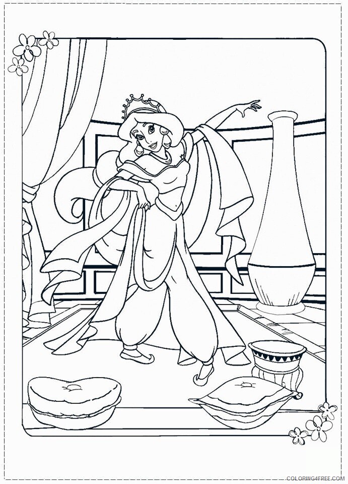 Aladdin and Jasmine Coloring Pages Printable Sheets Aladdin and jasmine pages12 2021 a 3212 Coloring4free