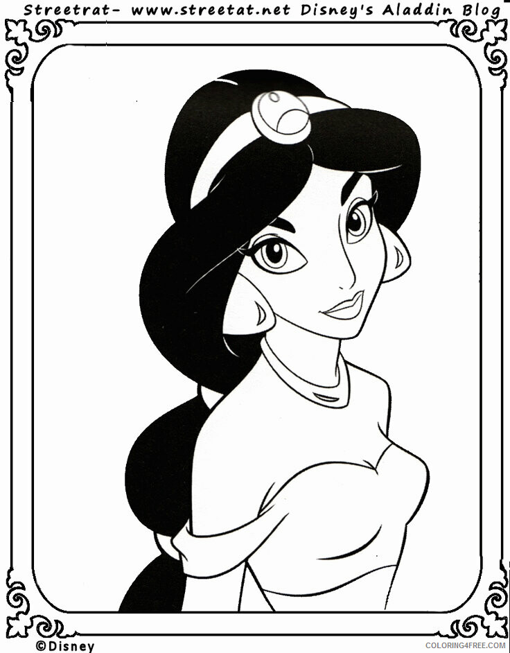 Aladdin and Jasmine Coloring Pages Printable Sheets Disney page Aladdin e 2021 a 3228 Coloring4free