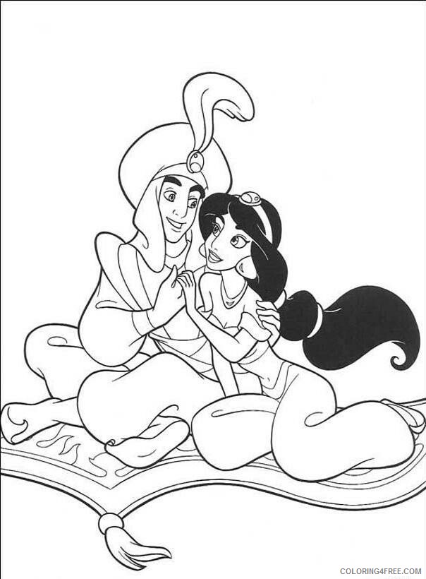 Aladdin and Jasmine Coloring Pages Printable Sheets Princess Jasmine And Aladdin 2021 a Coloring4free