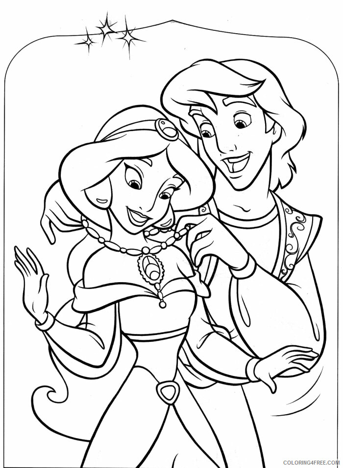 Aladdin the Book Printable Sheets Aladdin And Jasmine Romantic Coloring 2021 a 3330 Coloring4free