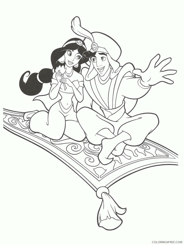 Aladdin the Book Printable Sheets Jasmine And Aladdin Magic Carpet 2021 a 3344 Coloring4free