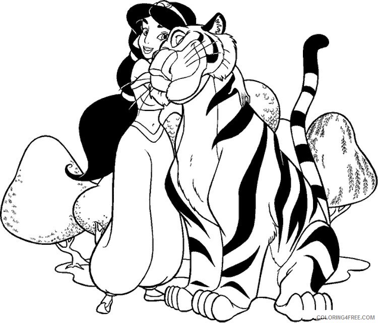 Aladdin the Book Printable Sheets Princesa con el tigre en 2021 a 3349 Coloring4free
