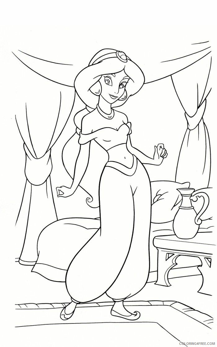 Aladdin the Book Printable Sheets Princess Jasmin In The Room 2021 a 3352 Coloring4free