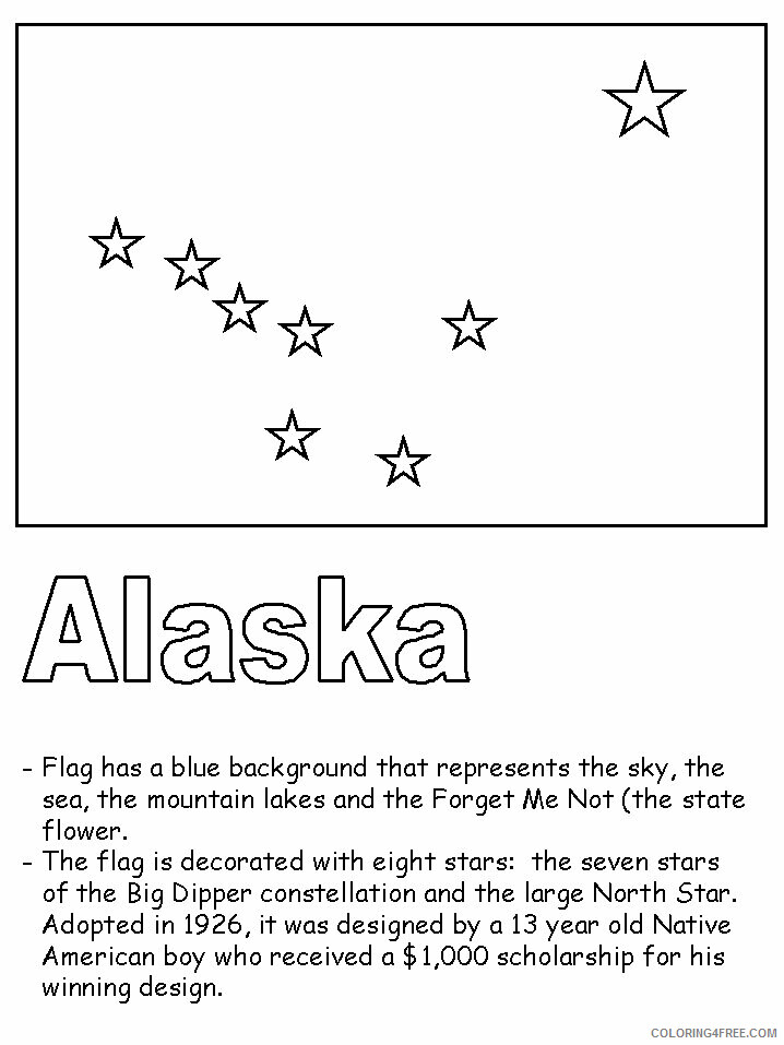 Alaska Flag Coloring Page Printable Sheets Alaska Flag Page 1 2021 a 3376 Coloring4free