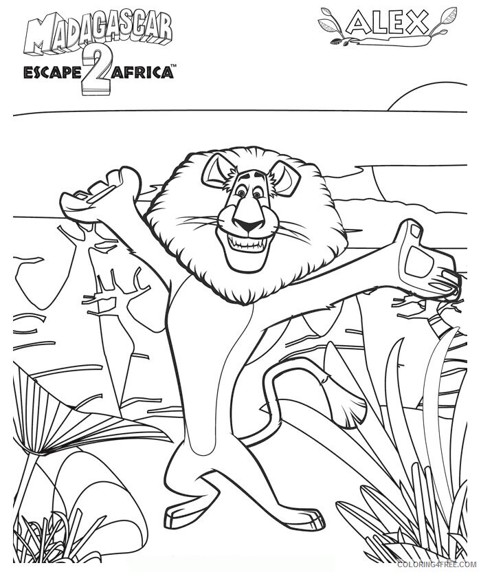 Alex The Lion Coloring Page Printable Sheets Madagascar Alex the Lion 2021 a 3414 Coloring4free