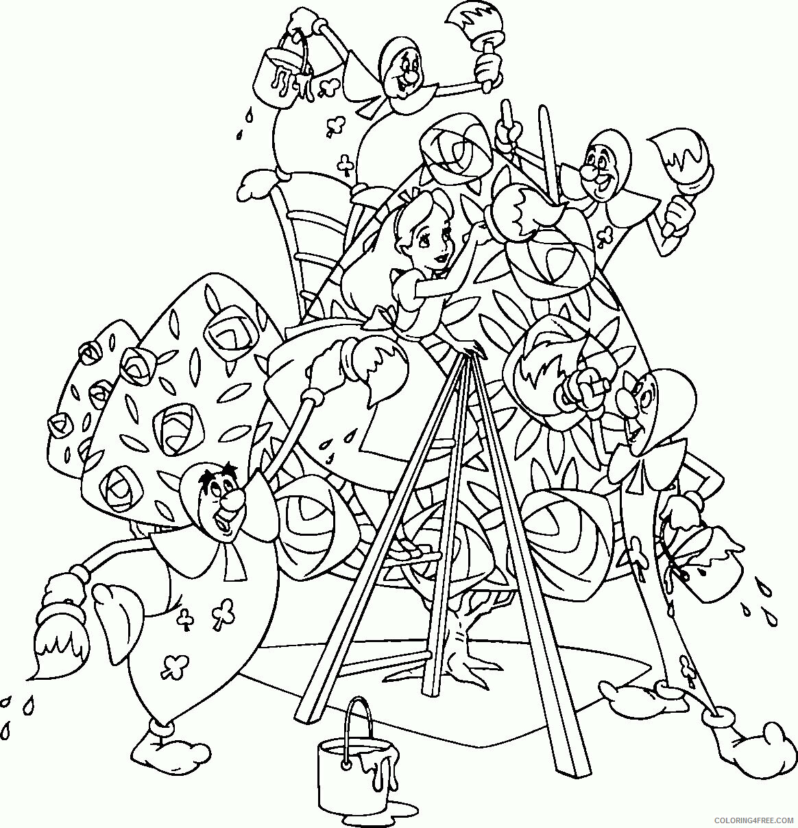 Alice Coloring Page Printable Sheets Alice In Wonderland Art Coloring 2021 a 3490 Coloring4free