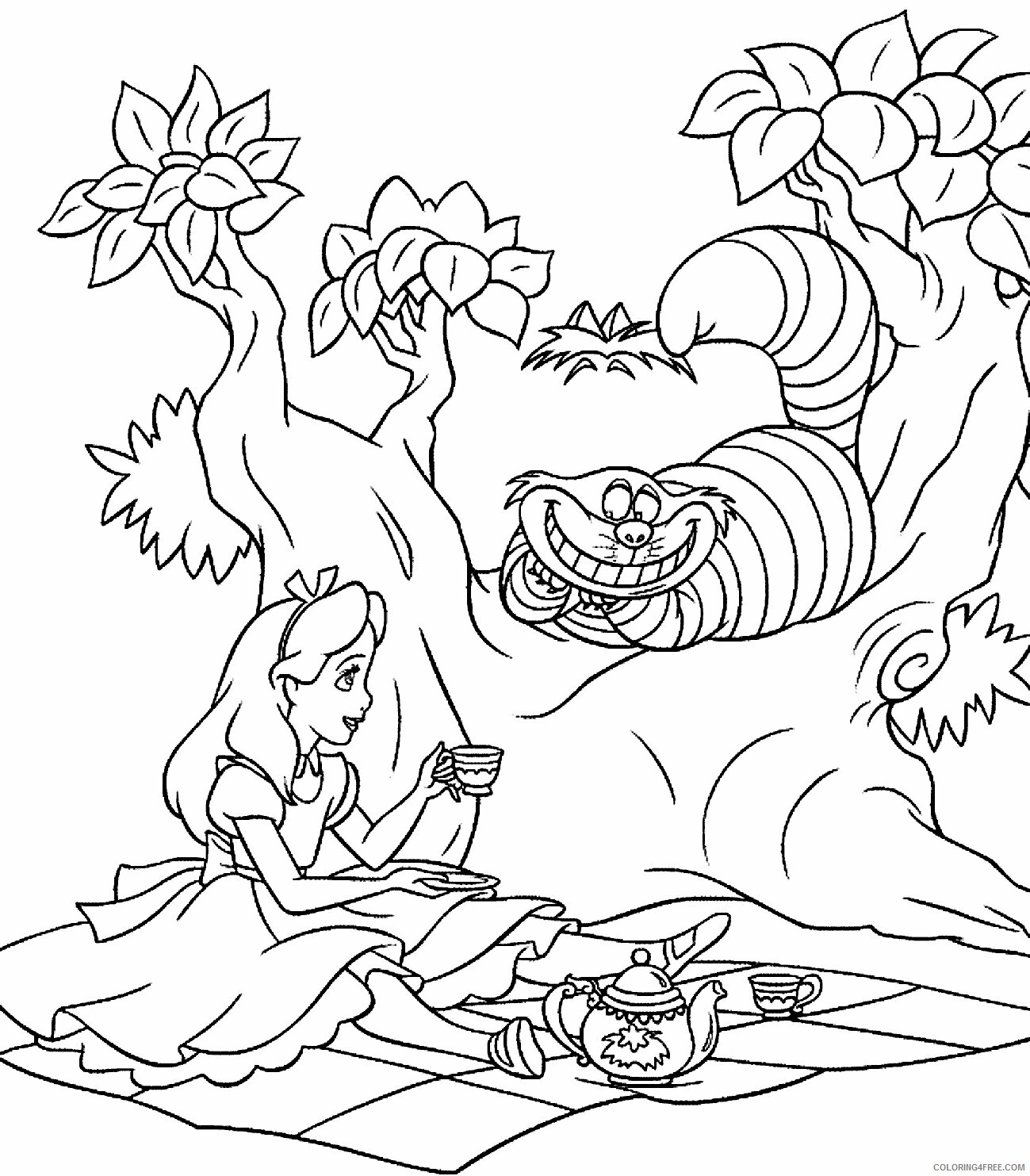 Alice Coloring Page Printable Sheets Alice in wonderland pages 2021 a 3503 Coloring4free