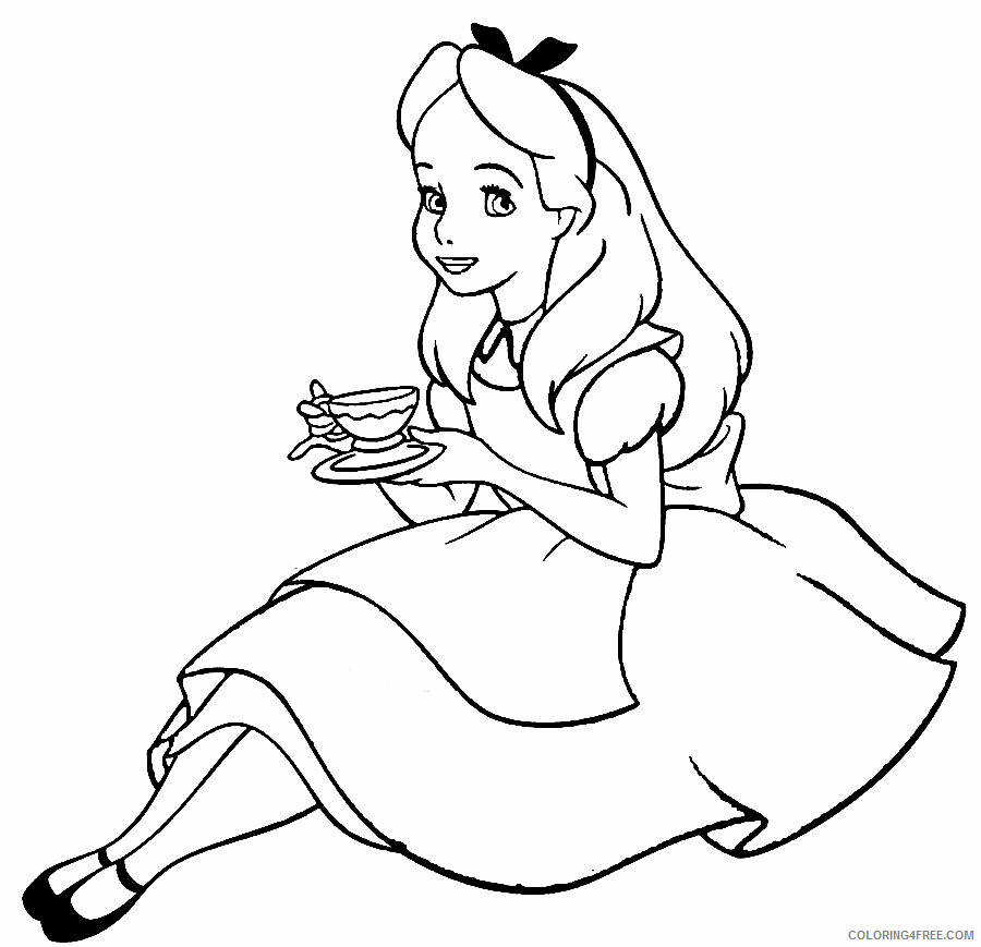Alice Coloring Page Printable Sheets Alice in wonderland pages 2021 a 3504 Coloring4free