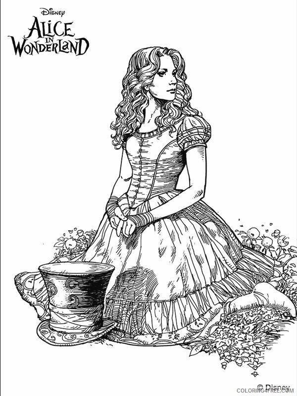 Alice Coloring Page Printable Sheets Tim Burtons Alice in Wonderland 2021 a 3510 Coloring4free