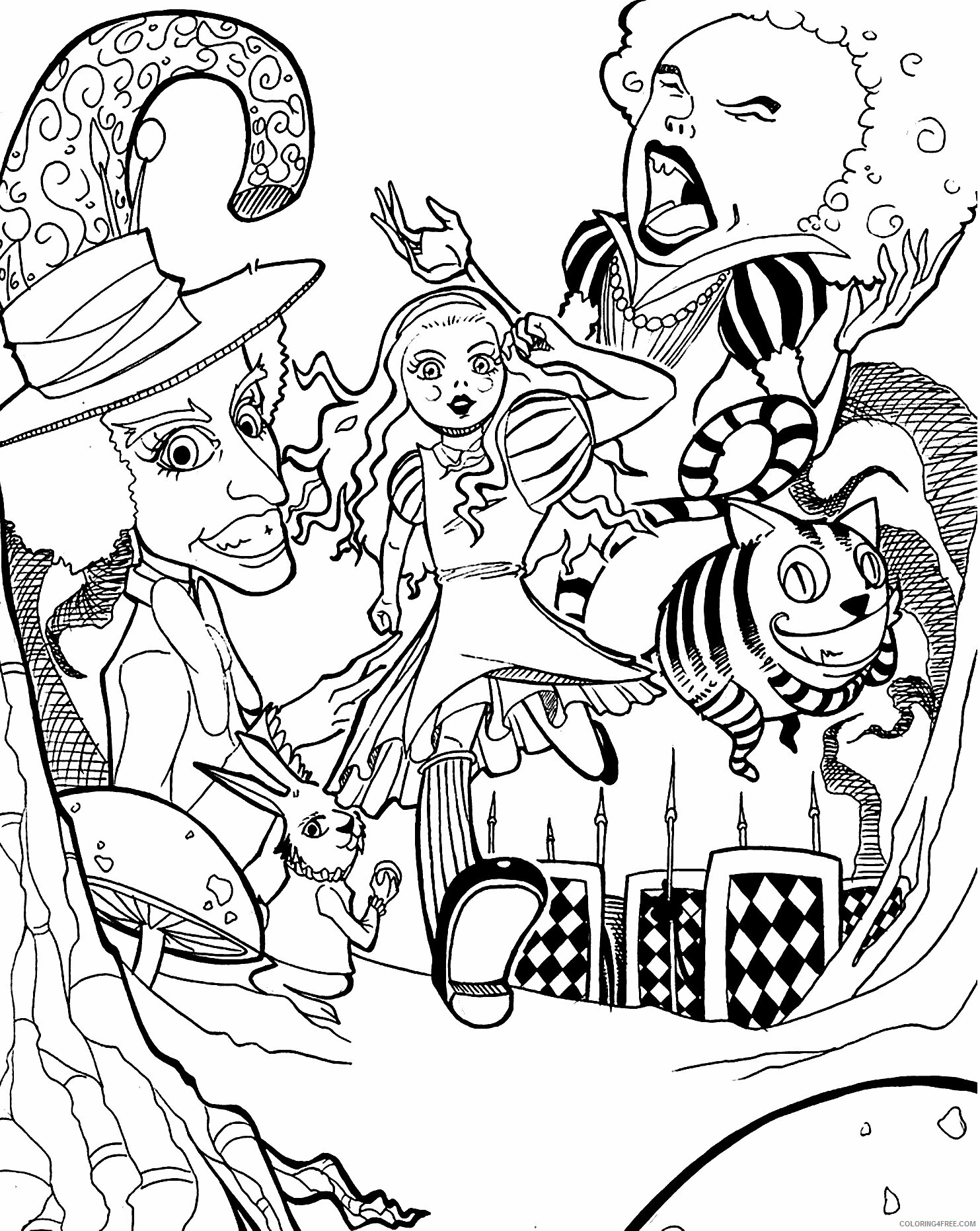 Alice in Wonderland Coloring Book Printable Sheets Alice In Wonderland Pages 2021 a 3553 Coloring4free