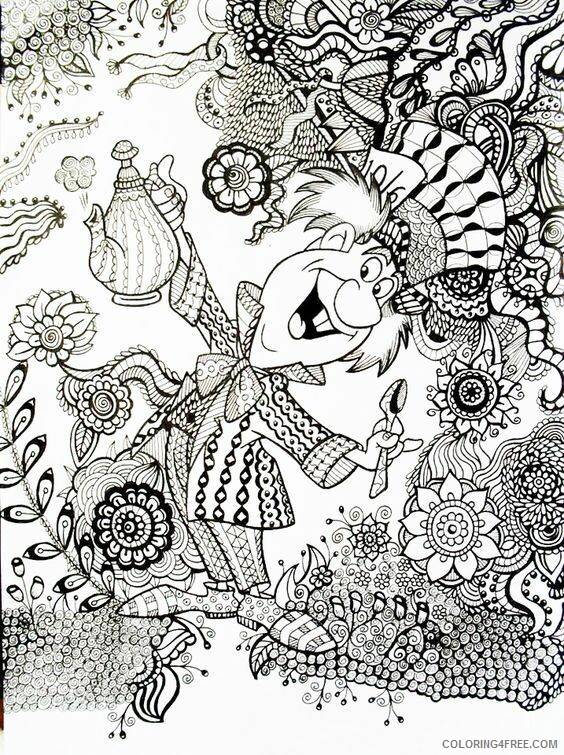 Alice in Wonderland Coloring Book Printable Sheets Mad hatters 2021 a 3574 Coloring4free