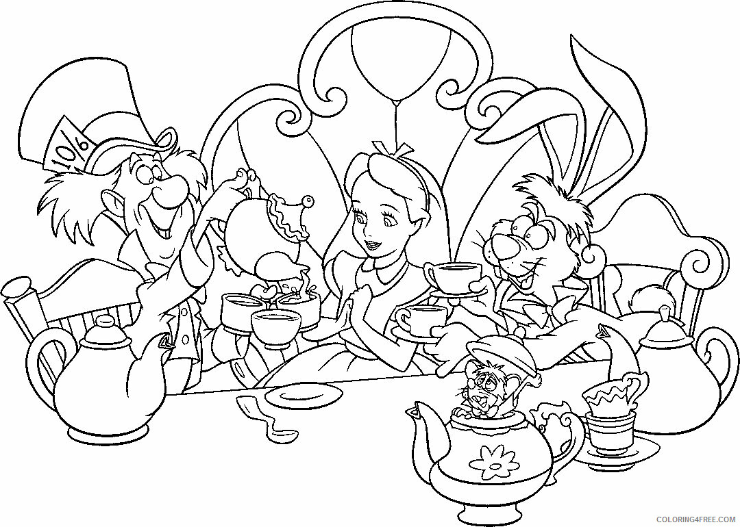Alice in Wonderland Coloring Book Printable Sheets Pin Free 2021 a 3576 Coloring4free