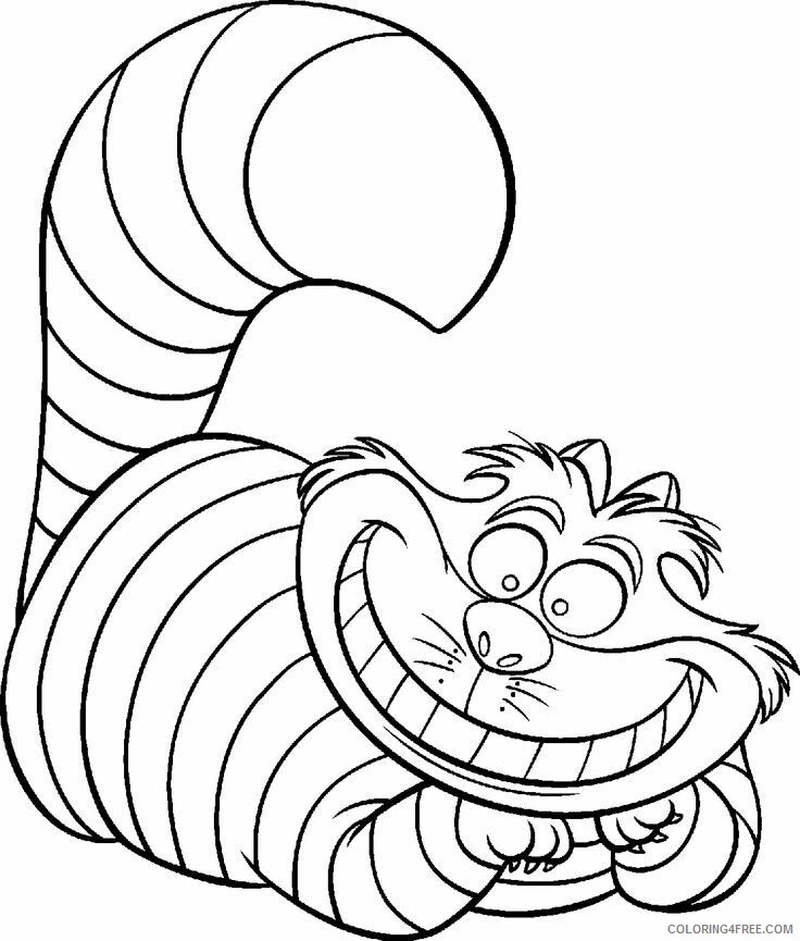 Alice in Wonderland Coloring Book Printable Sheets cheshire cat 2021 a 3562 Coloring4free