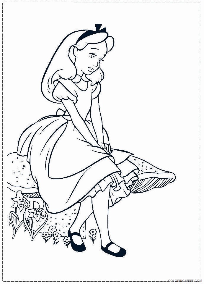 Alice in Wonderland Coloring Page Printable Sheets Alice in wonderland page 2021 a 3605 Coloring4free