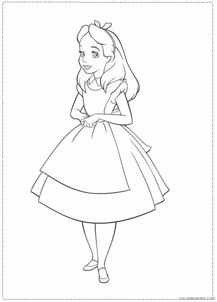 Alice in Wonderland Coloring Page Printable Sheets Alice in wonderland page 2021 a 3606 Coloring4free